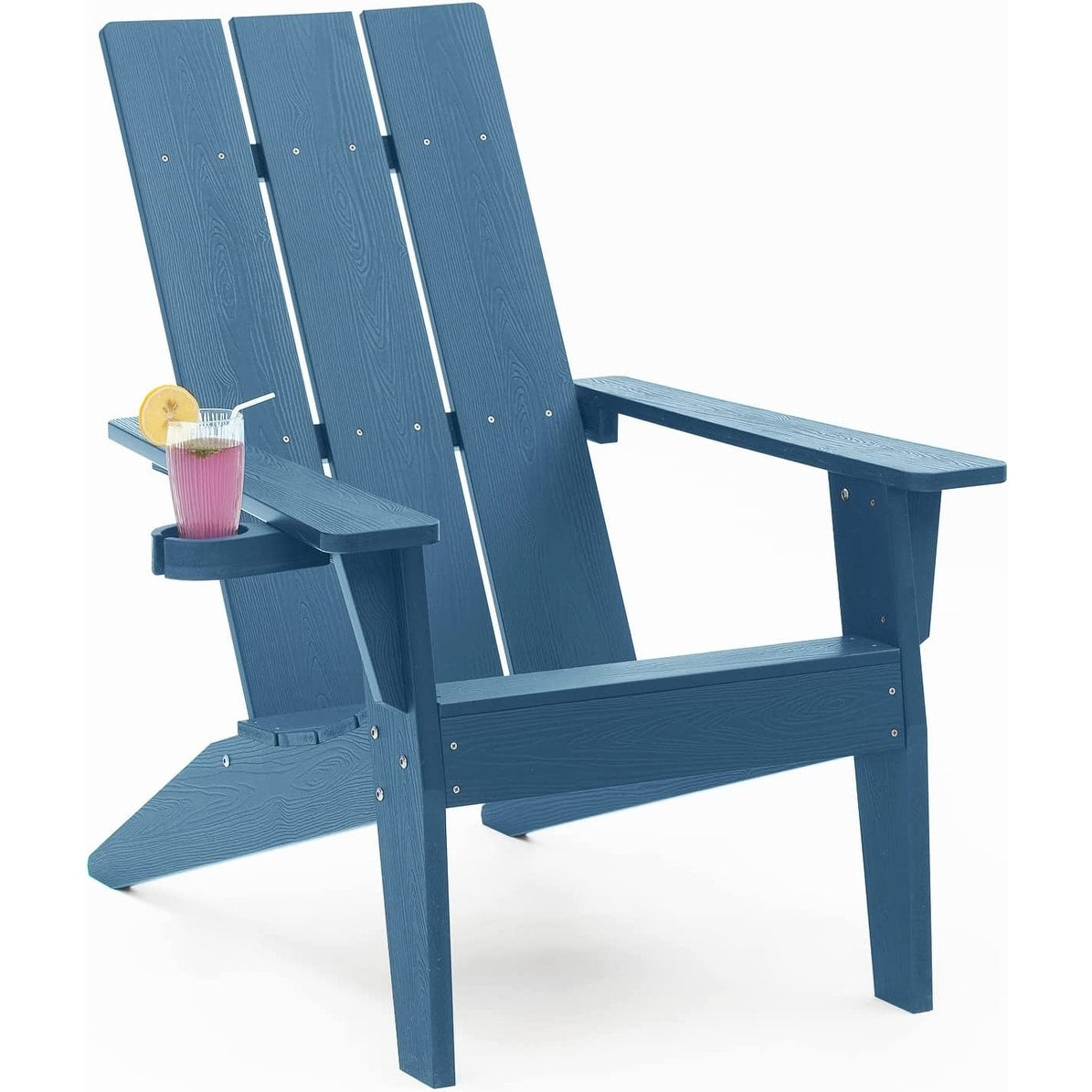WINSOON All Weather HIPS Outdoor Adirondack Chairs with Cup-Holder Patio Chairs Set of 6