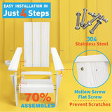 WINSOON All Weather HIPS Outdoor Adirondack Chairs with Cup-Holder Patio Chairs Set of 6