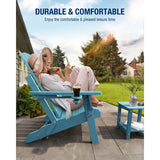 WINSOON All Weather HDPE Outdoor Folding Adirondack Chair With Cup Holder,Set of 2