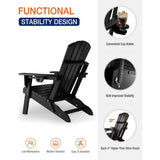 WINSOON All Weather HDPE Outdoor Folding Adirondack Chair With Cup Holder,Set of 2