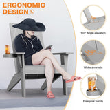 WINSOON All Weather HIPS Outdoor Adirondack Chairs with Cup-Holder Patio Chairs Set of 6