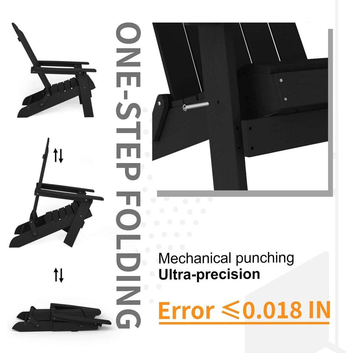 WINSOON 3-Piece All Weather HIPS Outdoor Folding Adirondack Chairs and Table Set