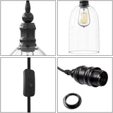 WINSOON Pendant Light Plug in for Kitchen Dining Room Bars with 15FT Cord Clear Glass Shade