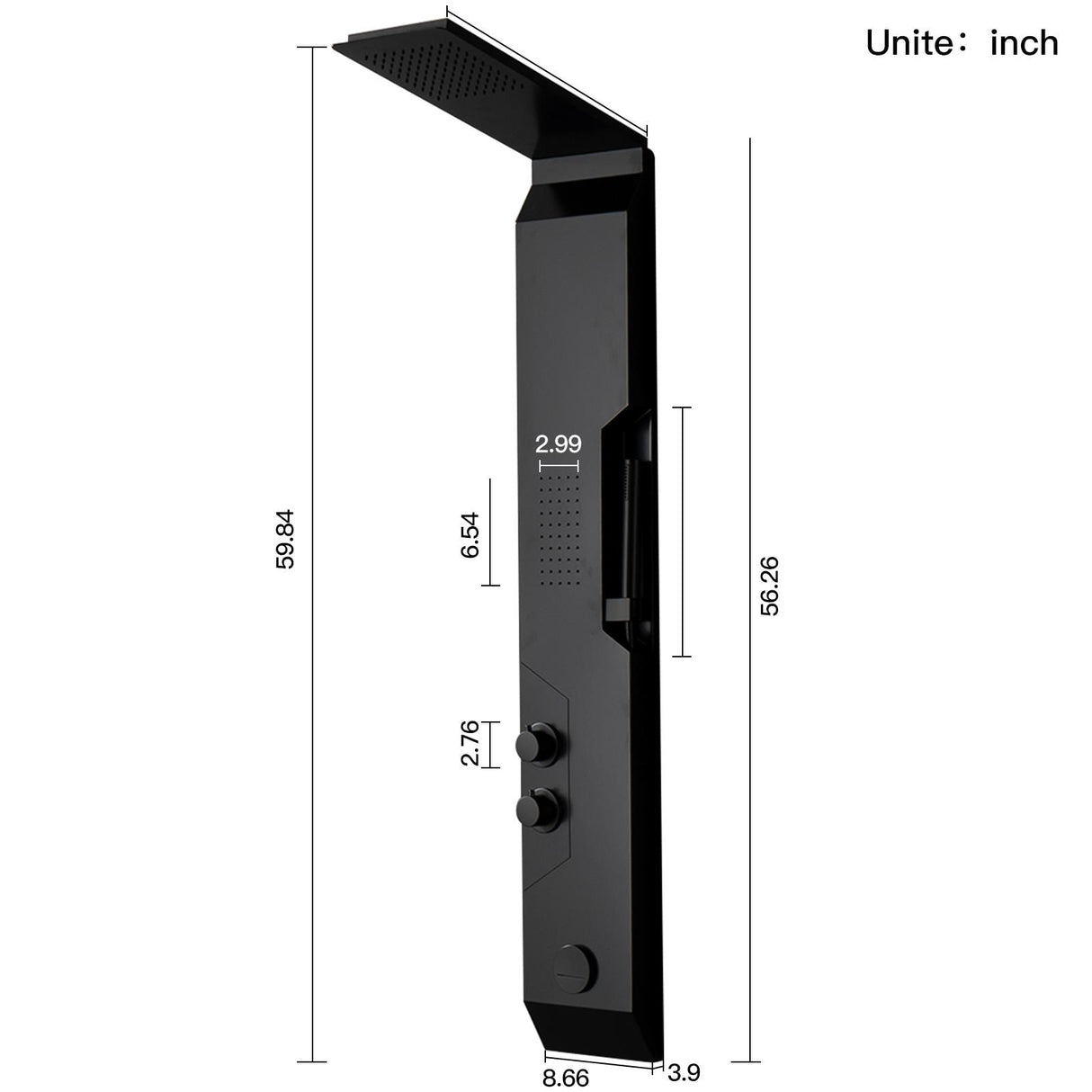 WIZ 1-Jet Rainfall Modern Shower Panel System