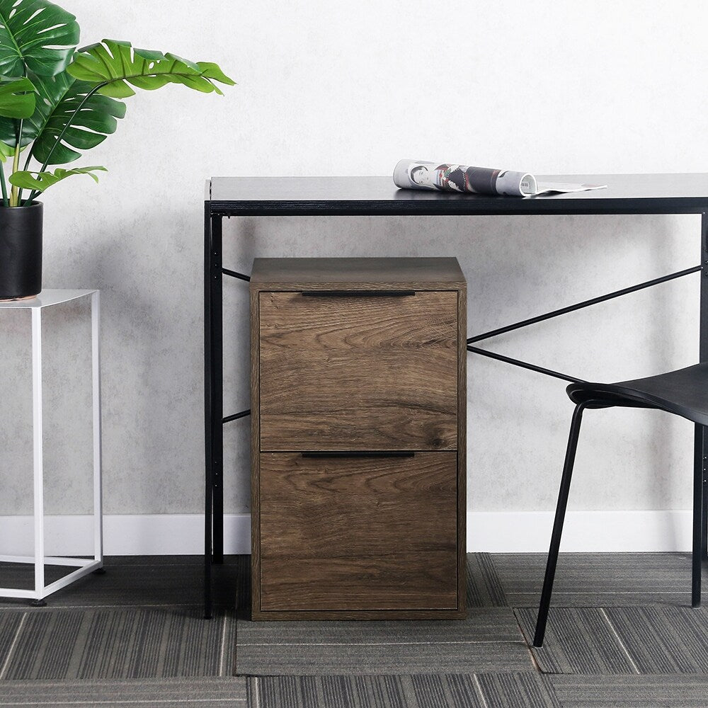 WOOD FILE CABINET 2 DRAWERS Grey