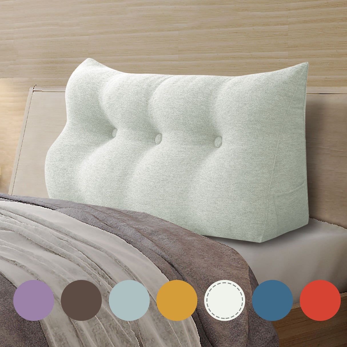 WOWMAX Bed Rest Wedge Reading Pillow Back to College Headboard Ivory