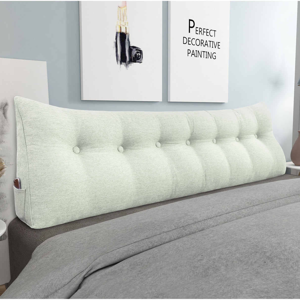 WOWMAX Bed Rest Wedge Reading Pillow Headboard Backrest Daybed Support Ivory California King
