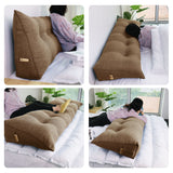 WOWMAX Bed Wedge Pillow Bolster Brown Linen Blend Lumbar Back Support