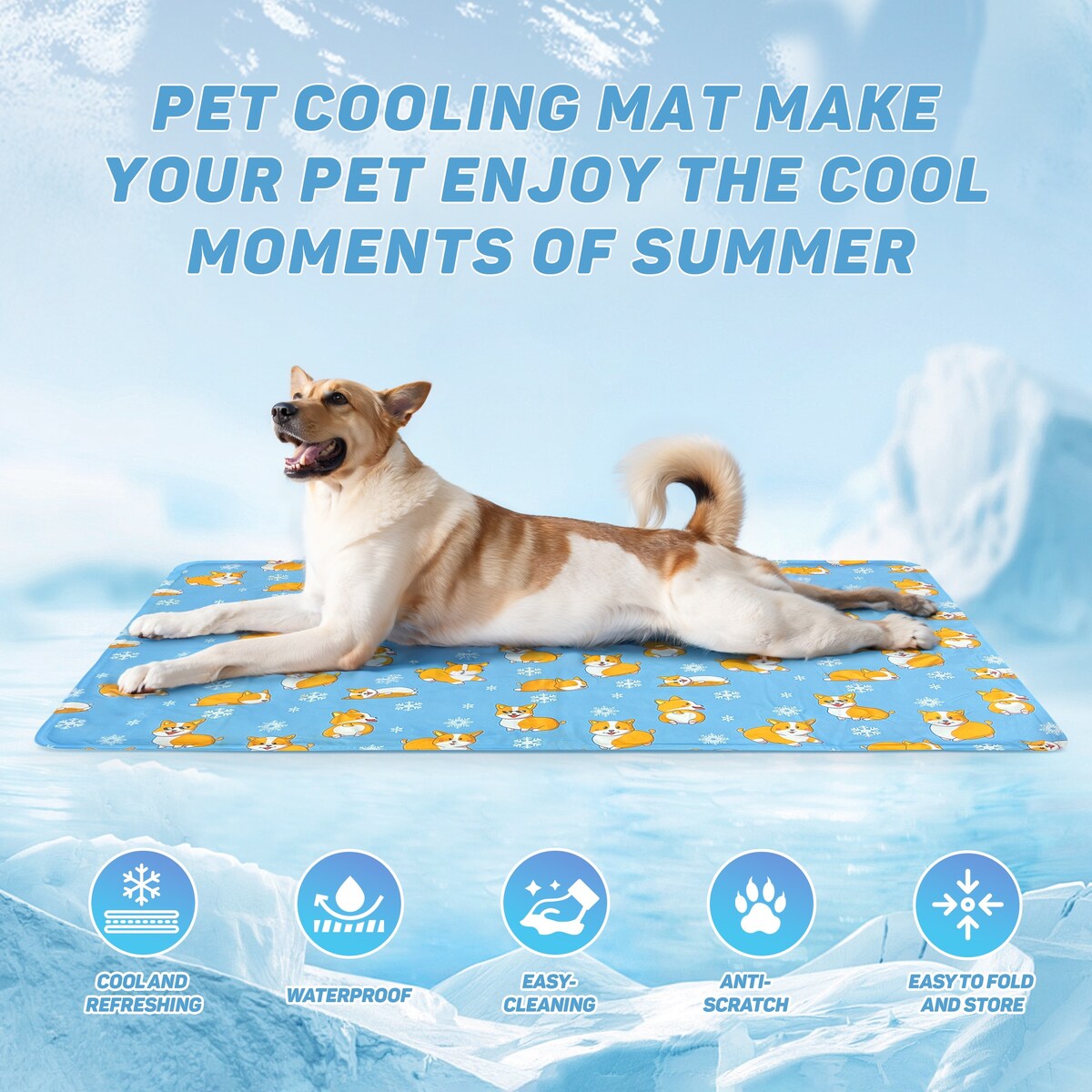 WOWMAX Dog Cooling Mat Dog Mat with Self Cooling - Medium