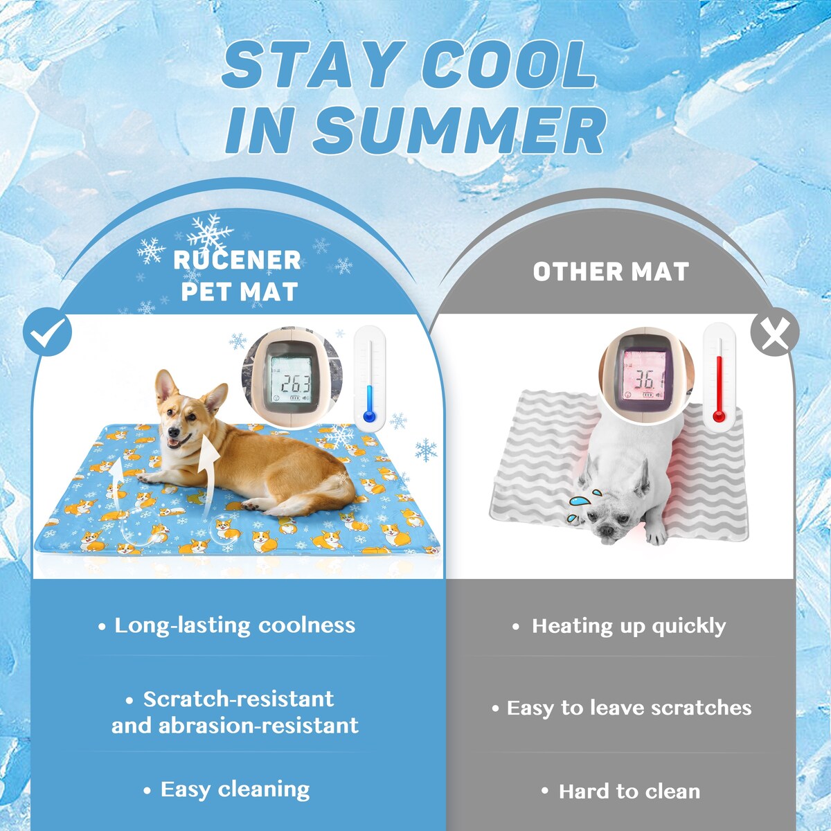 WOWMAX Dog Cooling Mat Dog Mat with Self Cooling - Medium