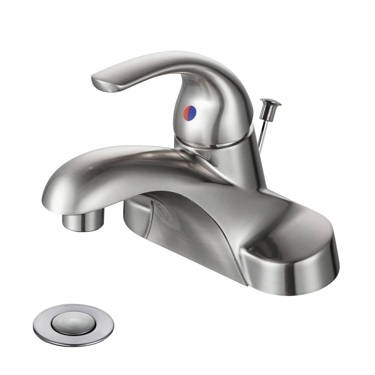 WOWOW 4 in. Centerset Single-Handle Low Arc Bathroom Faucet with Drain Kit Included