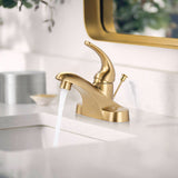 WOWOW 4 in. Centerset Single-Handle Low Arc Bathroom Faucet with Drain Kit Included