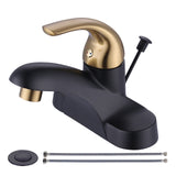 WOWOW 4 in. Centerset Single-Handle Low Arc Bathroom Faucet with Drain Kit Included