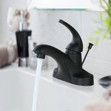 WOWOW 4 in. Centerset Single-Handle Low Arc Bathroom Faucet with Drain Kit Included