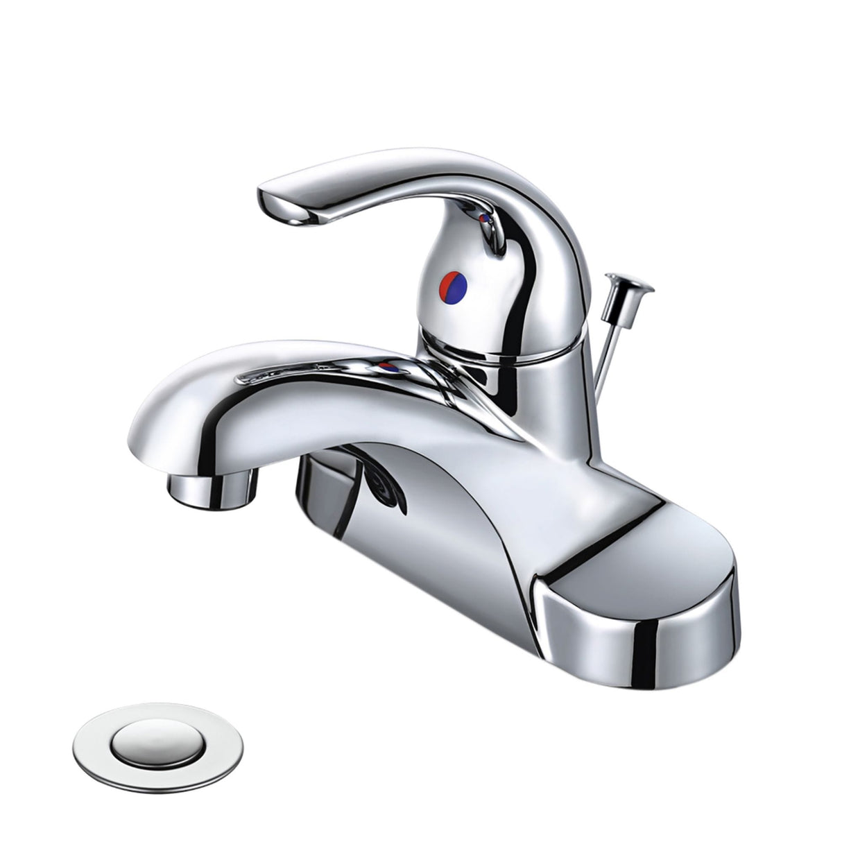 WOWOW 4 in. Centerset Single-Handle Low Arc Bathroom Faucet with Drain Kit Included