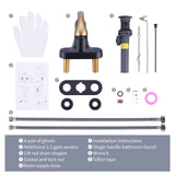 WOWOW 4 in. Centerset Single-Handle Low Arc Bathroom Faucet with Drain Kit Included