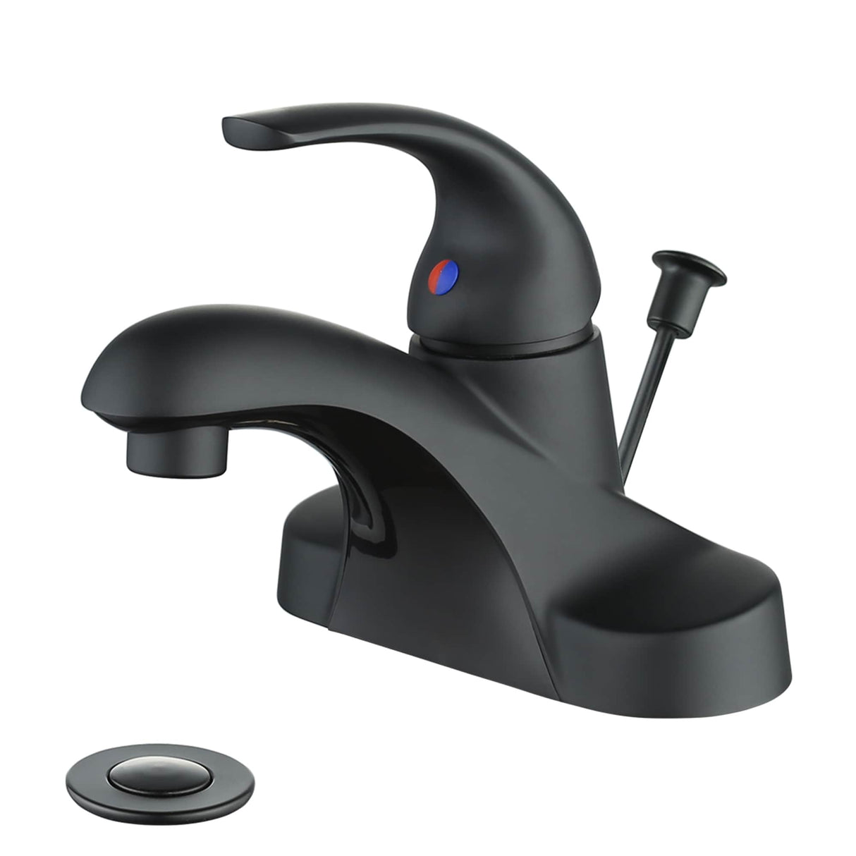 WOWOW 4 in. Centerset Single-Handle Low Arc Bathroom Faucet with Drain Kit Included