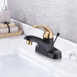 WOWOW 4 in. Centerset Single-Handle Low Arc Bathroom Faucet with Drain Kit Included