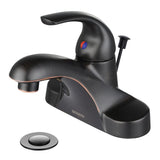 WOWOW 4 in. Centerset Single-Handle Low Arc Bathroom Faucet with Drain Kit Included