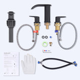WOWOW 8 in.Double Handle Waterfall Bathroom Faucet with Pop-up Drain