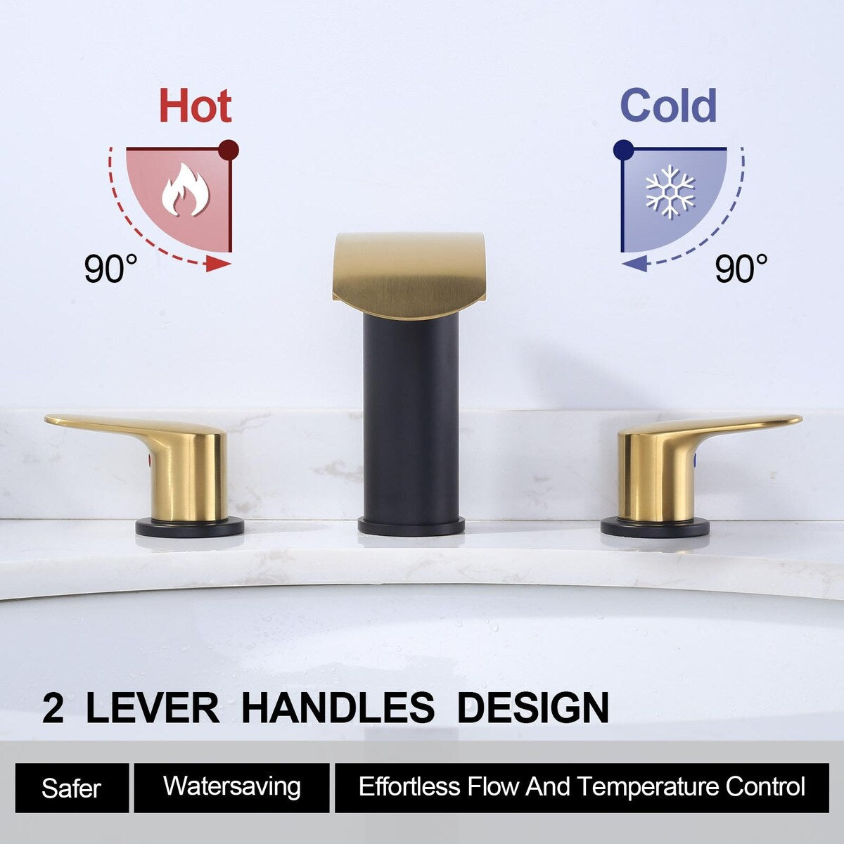 WOWOW 8 in.Double Handle Waterfall Bathroom Faucet with Pop-up Drain