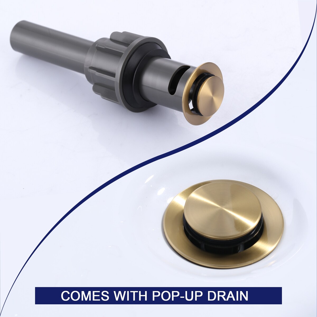 WOWOW 8 in.Double Handle Waterfall Bathroom Faucet with Pop-up Drain
