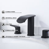 WOWOW 8 in.Double Handle Waterfall Bathroom Faucet with Pop-up Drain