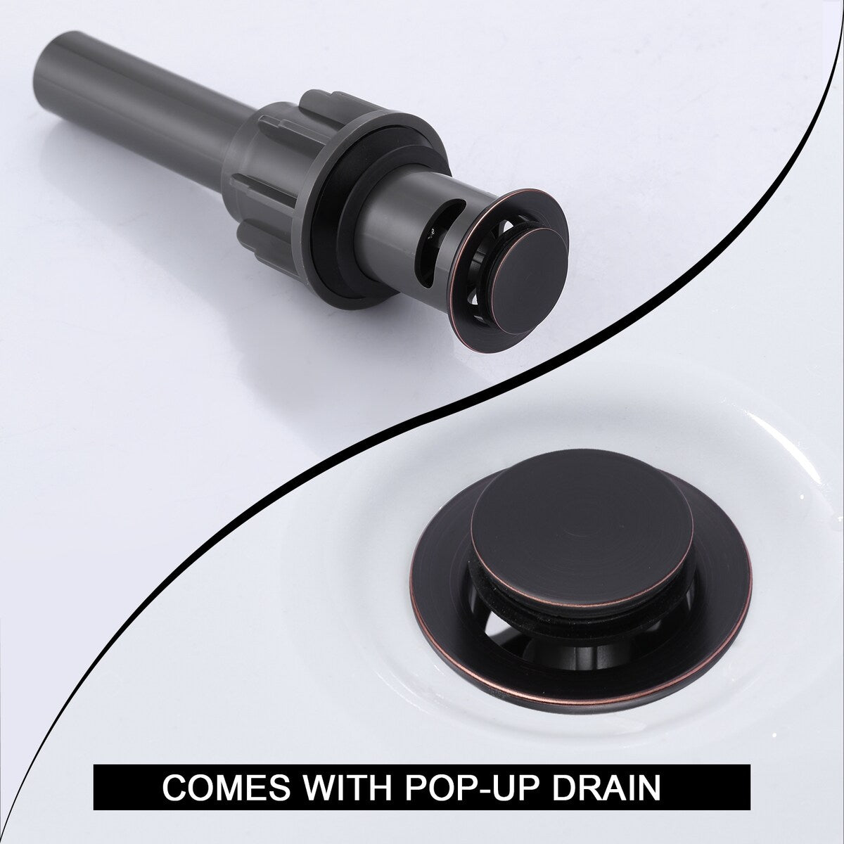 WOWOW 8 in.Double Handle Waterfall Bathroom Faucet with Pop-up Drain