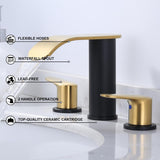 WOWOW 8 in.Double Handle Waterfall Bathroom Faucet with Pop-up Drain