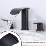 WOWOW 8 in.Double Handle Waterfall Bathroom Faucet with Pop-up Drain