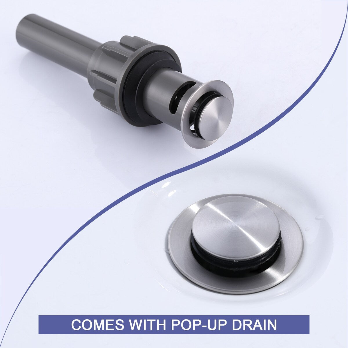 WOWOW 8 in.Double Handle Waterfall Bathroom Faucet with Pop-up Drain