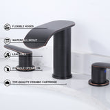 WOWOW 8 in.Double Handle Waterfall Bathroom Faucet with Pop-up Drain