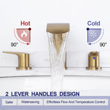 WOWOW 8 in.Double Handle Waterfall Bathroom Faucet with Pop-up Drain
