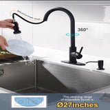 WOWOW Pull-Down Sprayer Kitchen Faucet with Soap Dispenser