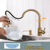 WOWOW Pull-Down Sprayer Kitchen Faucet with Soap Dispenser