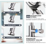 WOWOW Pull-Down Sprayer Kitchen Faucet with Soap Dispenser