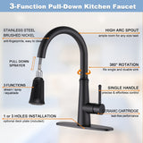 WOWOW Pull Down Sprayer Kitchen Faucet with Soap Dispenser