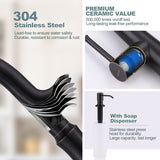 WOWOW Pull Down Sprayer Kitchen Faucet with Soap Dispenser