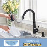 WOWOW Pull Down Sprayer Kitchen Faucet with Soap Dispenser