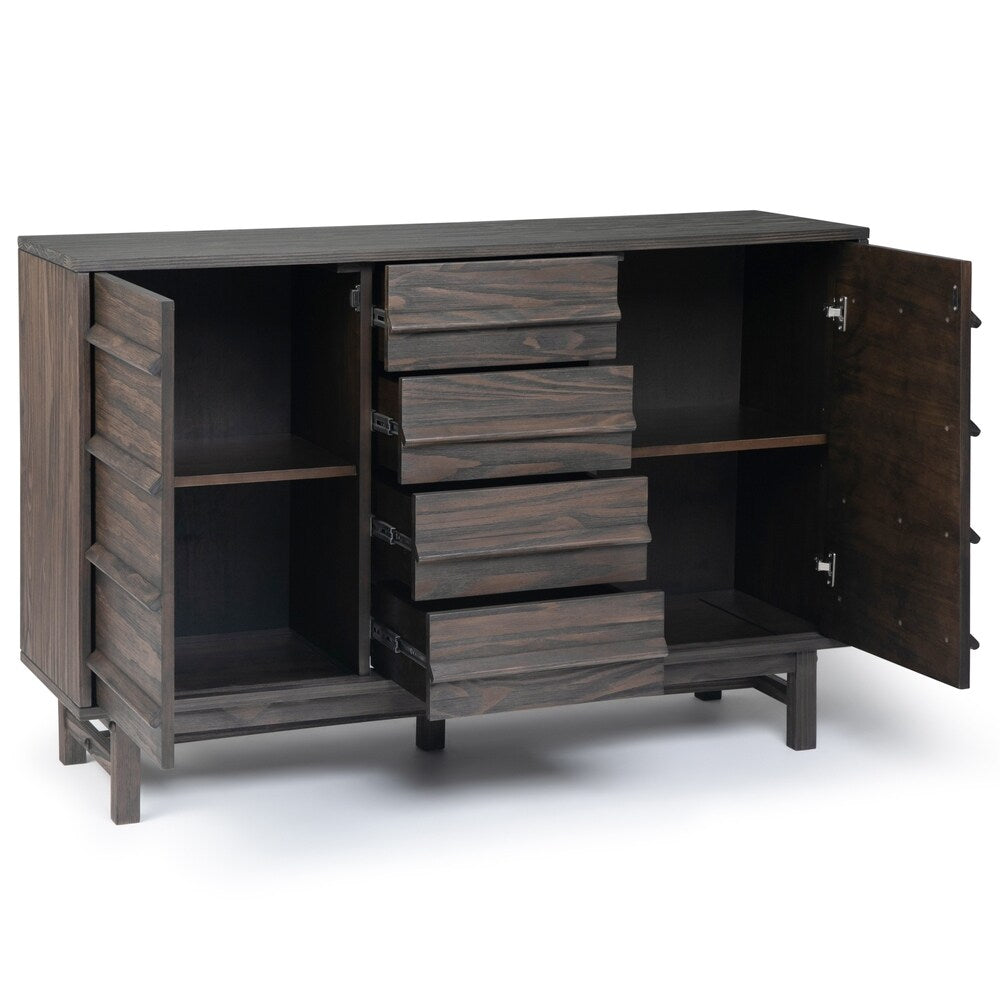 WYNDENHALL Blair SOLID WOOD 54 inch Wide Rustic Modern Sideboard Buffet in Driftwood - 54 W x 18 D x 36 H