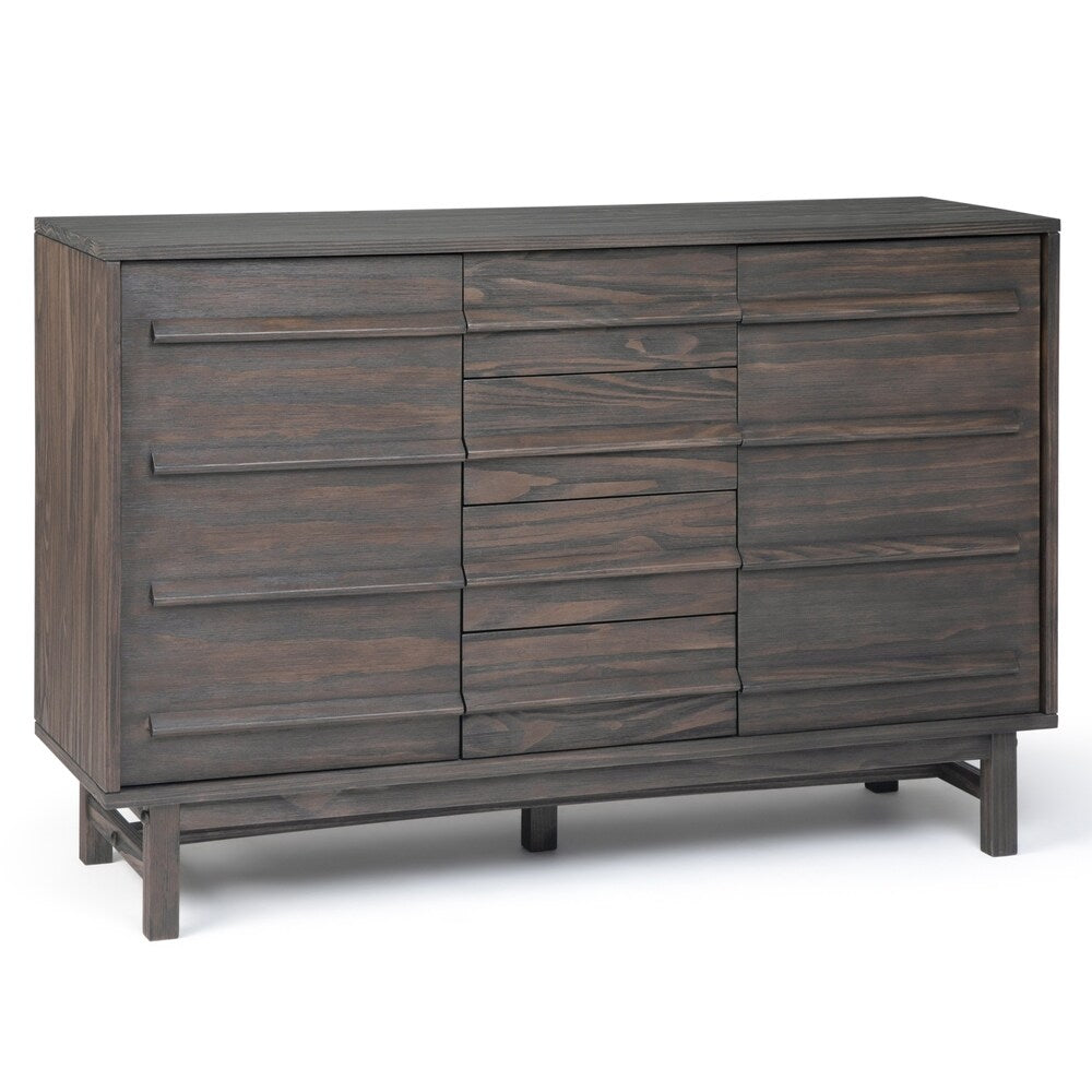 WYNDENHALL Blair SOLID WOOD 54 inch Wide Rustic Modern Sideboard Buffet in Driftwood - 54 W x 18 D x 36 H