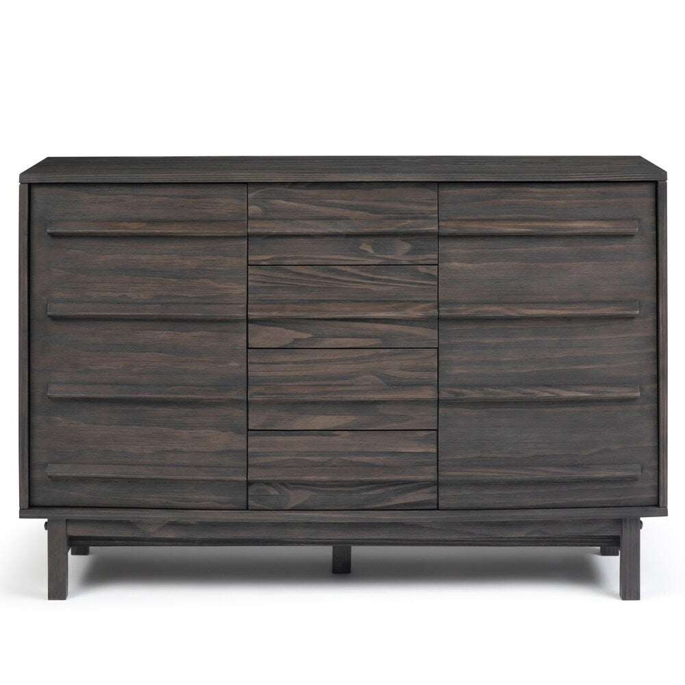 WYNDENHALL Blair SOLID WOOD 54 inch Wide Rustic Modern Sideboard Buffet in Driftwood - 54 W x 18 D x 36 H
