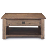 WYNDENHALL Garret SOLID ACACIA WOOD 38 inch Wide Square Rustic Coffee Table - 38 W x 38 D x 19 H