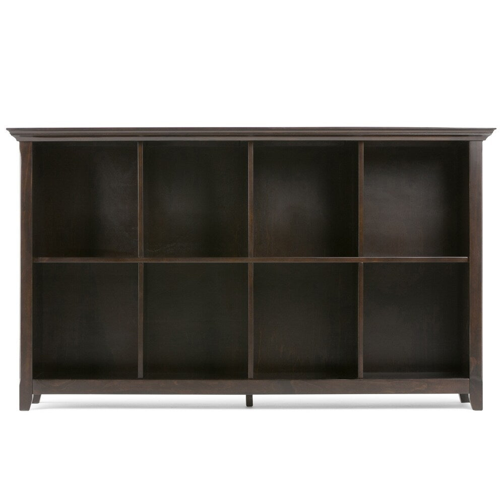 WYNDENHALL Halifax SOLID WOOD 57 inch Wide Transitional 8 Cube Bookcase Storage Sofa Table in Dark Brown