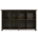 WYNDENHALL Halifax SOLID WOOD 57 inch Wide Transitional 8 Cube Bookcase Storage Sofa Table in Dark Brown