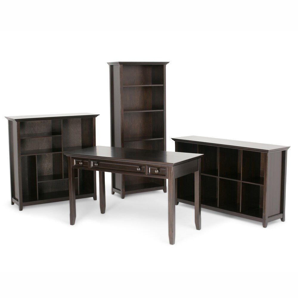 WYNDENHALL Halifax SOLID WOOD 57 inch Wide Transitional 8 Cube Bookcase Storage Sofa Table in Dark Brown