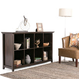 WYNDENHALL Halifax SOLID WOOD 57 inch Wide Transitional 8 Cube Bookcase Storage Sofa Table in Dark Brown