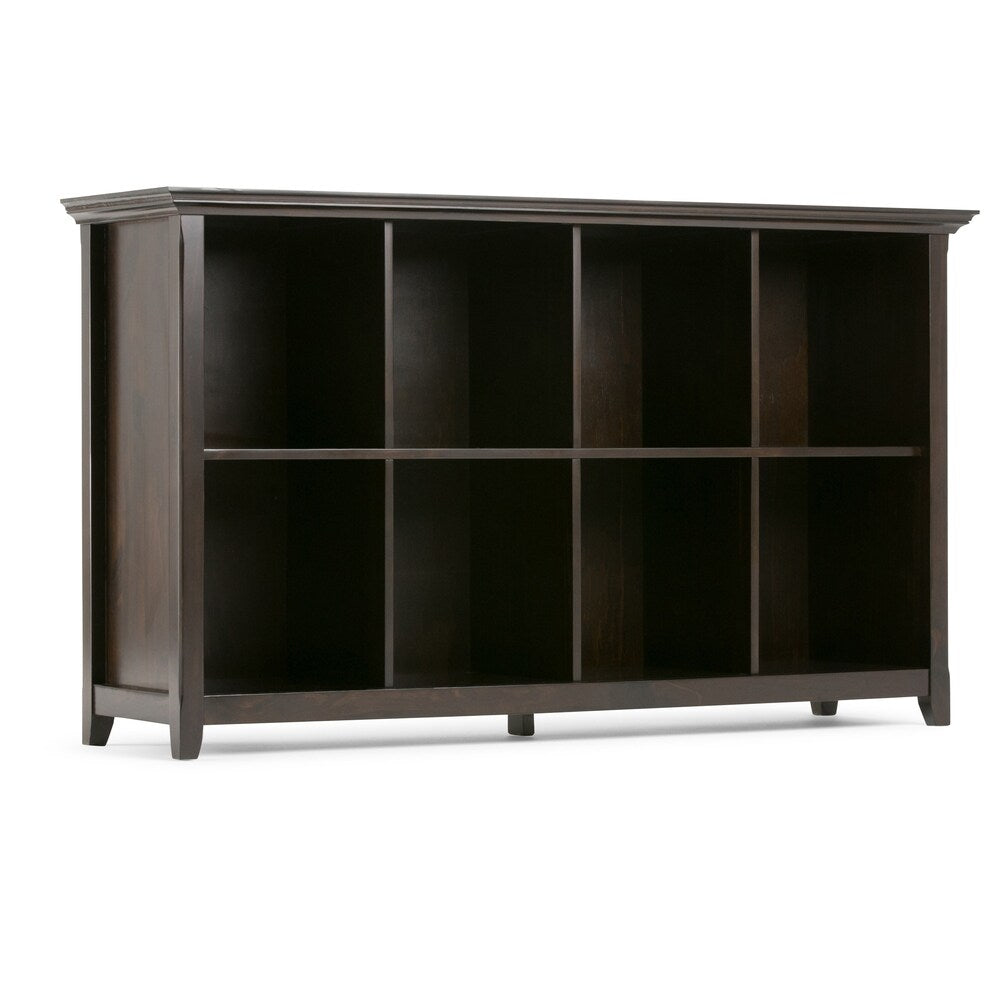 WYNDENHALL Halifax SOLID WOOD 57 inch Wide Transitional 8 Cube Bookcase Storage Sofa Table in Dark Brown