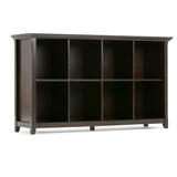 WYNDENHALL Halifax SOLID WOOD 57 inch Wide Transitional 8 Cube Bookcase Storage Sofa Table in Dark Brown