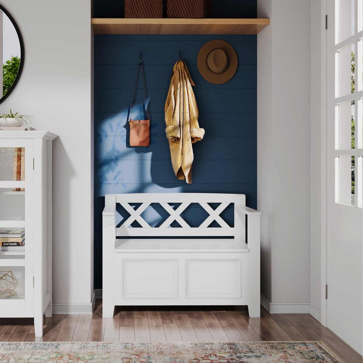 WYNDENHALL Halifax SOLID WOOD 36 inch Wide Transitional Small Entryway Storage Bench -  17"D x 36" W x 27.8"H